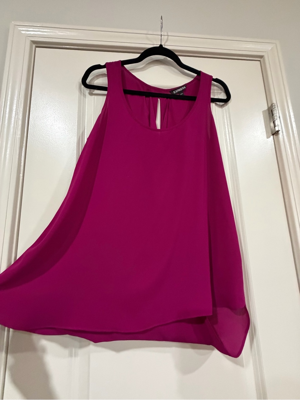 Express Magenta Chiffon Layered Tank Top